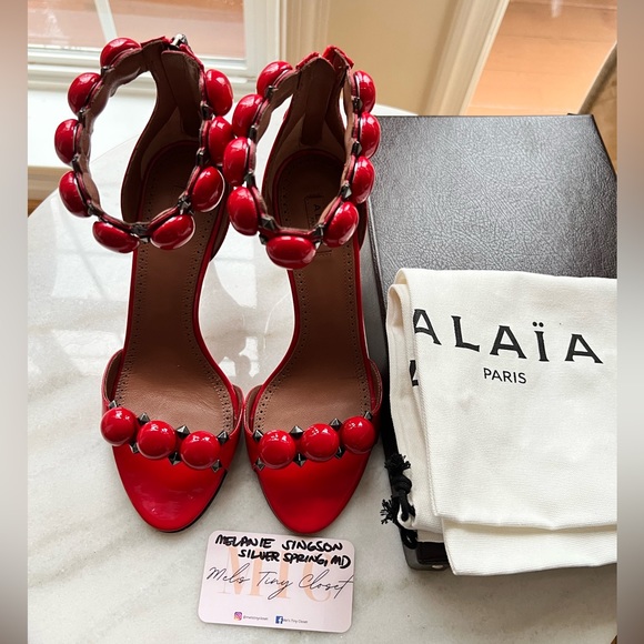 Authentic New Alaïa La Bombe Patent Leather Studded High-Heel Sandals - Picture 3 of 8